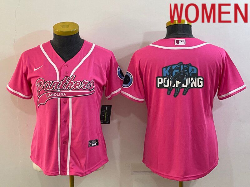 Women Carolina Panthers Blank Pink 2022 Nike Co branded NFL Jerseys->women nfl jersey->Women Jersey